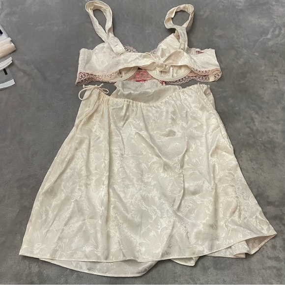 New! For Love And Lemons Festival Rose Satin Slip Dress 10460 - Picture 11 of 13